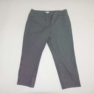 J. Jill Women's Ankle Pants Size 12 Petite Black White Mid Rise Flat Front 12P